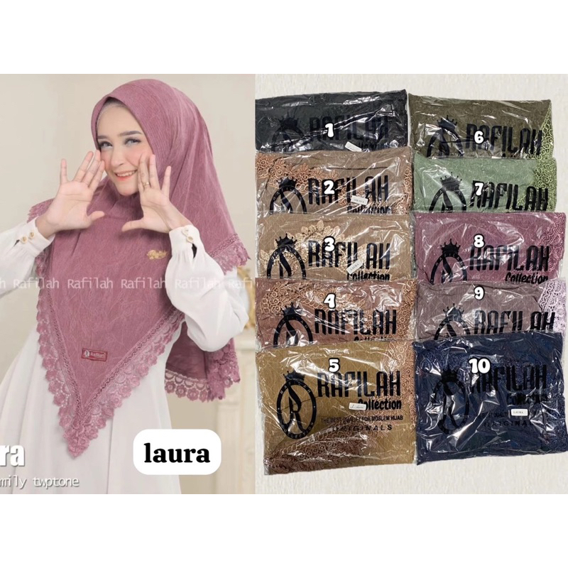 Rafila laura|instan terbaru|prada premium|hijab embos|hijab renda|instan simple