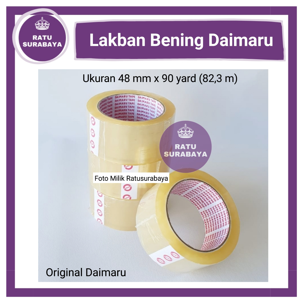

Lakban Daimaru 2 inch / 48mm x 90 yard Bening Perekat Packing