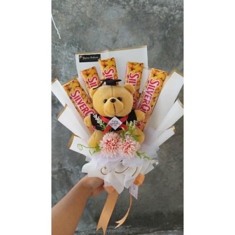 Buket Boneka + Coklat Silverqueen