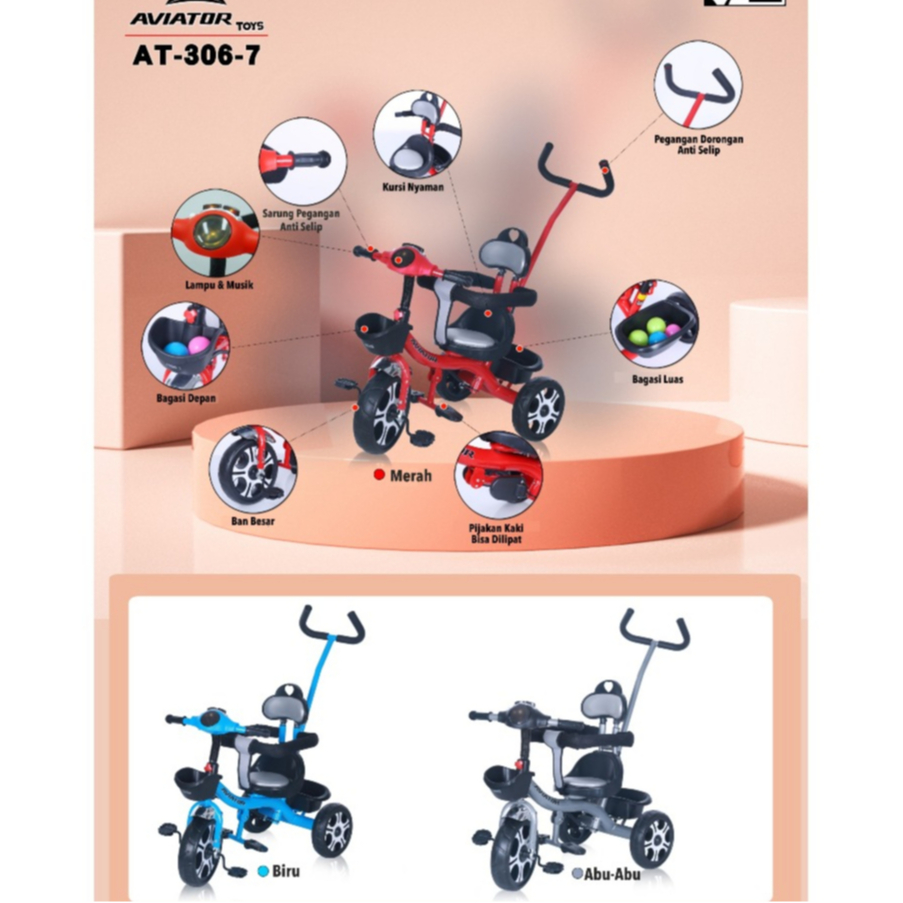 AVIATOR AT 306-7 AT306-7 AT 315-7 Sepeda Roda Tiga Anak AT105-7 AT 105-7 AT315-7 SEPEDA RODA 3