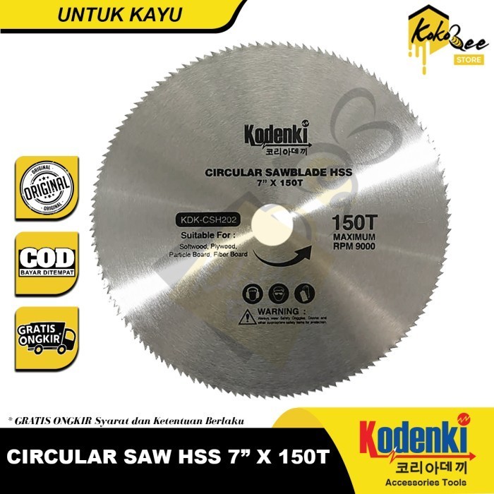 KODENKI Circular Saw Blade 7" x 150T HSS Saw Blade Mata Potong Kayu Triplek Plastik Plywood Pipa PVC