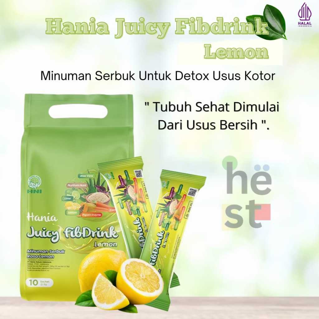 Hania Juicy Fibdrink lemon HNI | Detox Herbal Sistem Pencernaan,DETOX USUS ORIGINAL 100%,Pembersih u