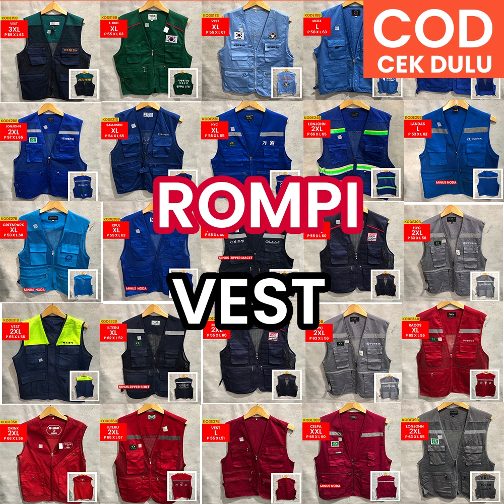 VOL 7 VEST ROMPI Tactical / Lapangan / Proyek / Kerja / Cargo / Banyak Saku / Tukang Parkir / Safety