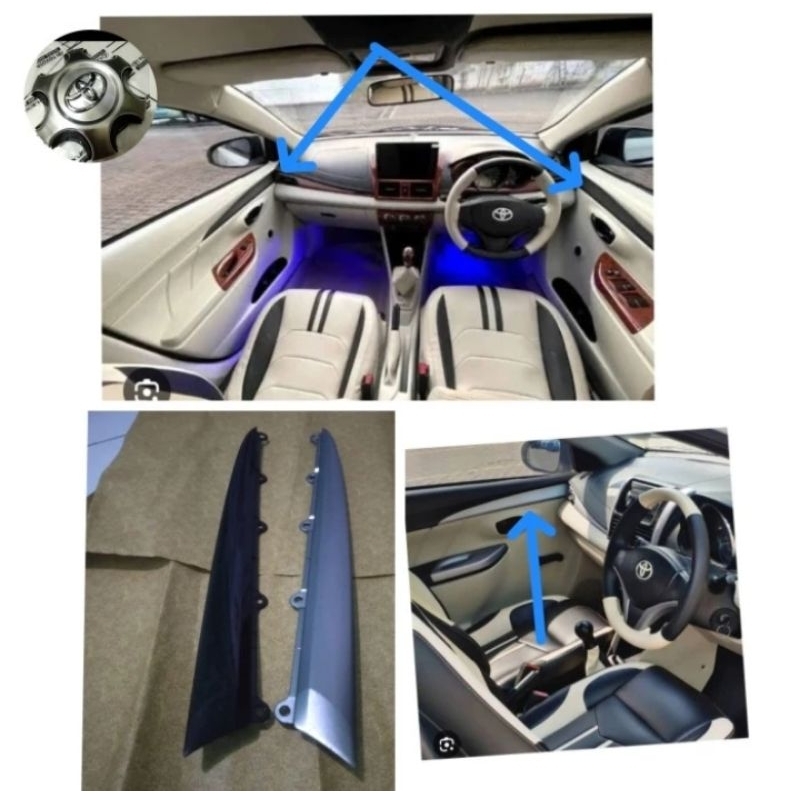 panel trime atau garnish pintu yaris vios trd 2013-2018 part ori hitam glossy dan silver