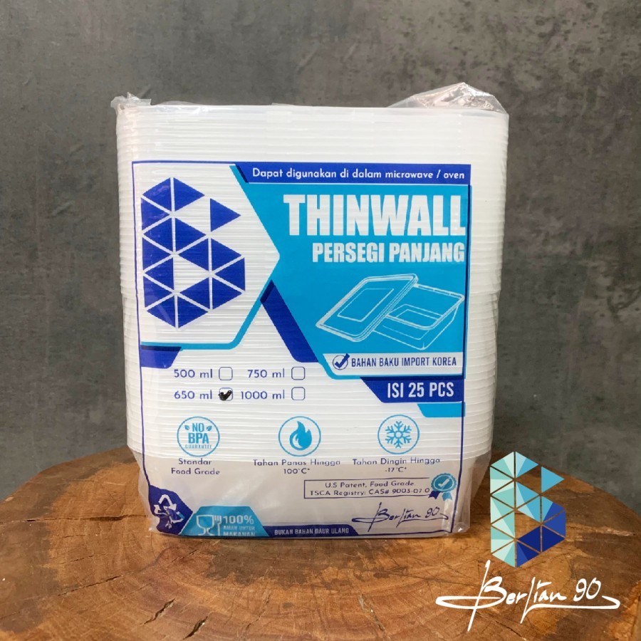 thinwall 650 ml/thinwall R650ML/Thinwall persegi panjang 650ml/kotak makan thinwall persegi panjang 