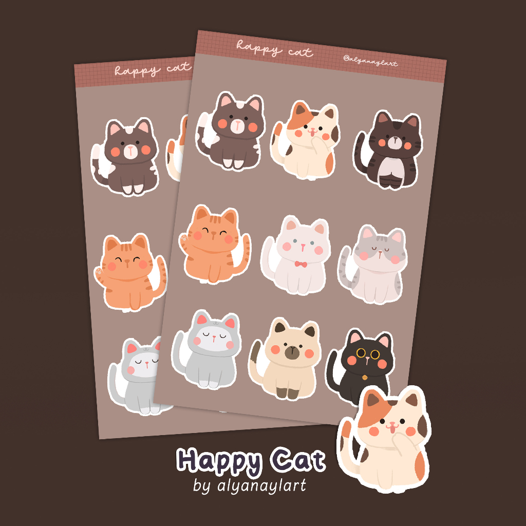 

Stiker Journal Lucu Happy Cat by alyanaylart