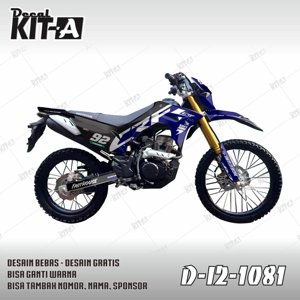 Decal Sticker - Stiker Dekal Honda CRF 150 L MOTIF GRAPHIC CRF LOGO SUPERMOTO BIRU TUA I2-1081