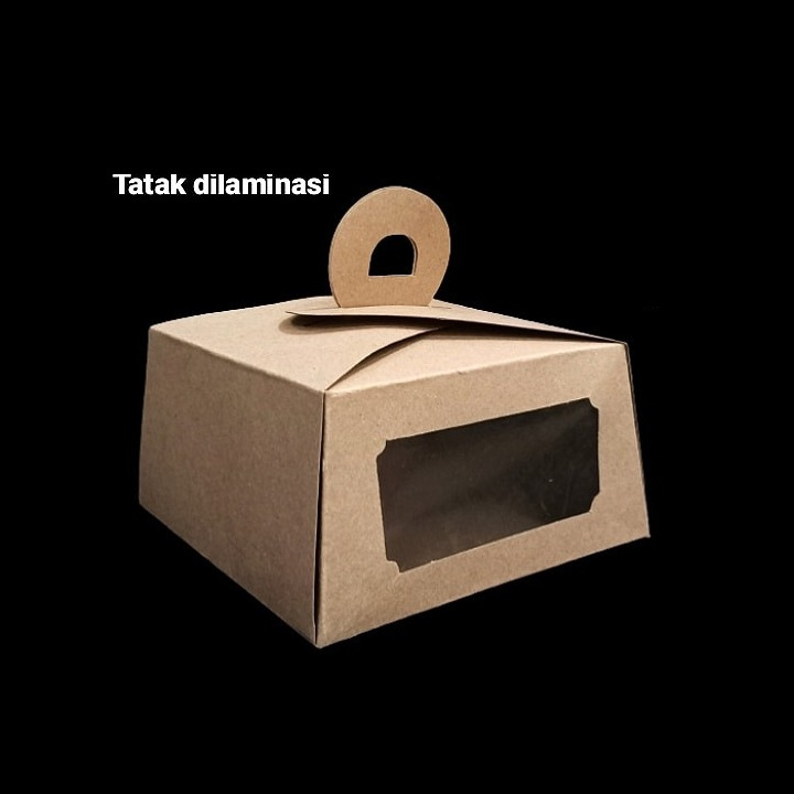 

(20 Pcs) Box Tenteng Mini Cake Kotak Kue Mini Dus Hempers Packaging Model Dome Size 12x12x7 Cm