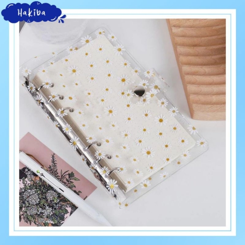 

[Hakiba Stuff] Binder Transparan Daisy A6 / Clear Soft PVC Motif Bunga / Notebook Binder