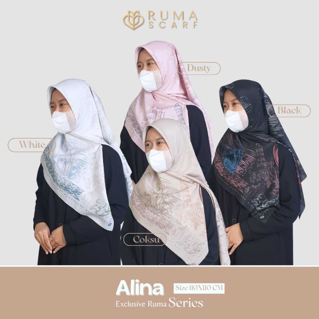 Ruma Scarf - ALINA Series Hijab Segiempat Motif Eksklusif Size 110x110