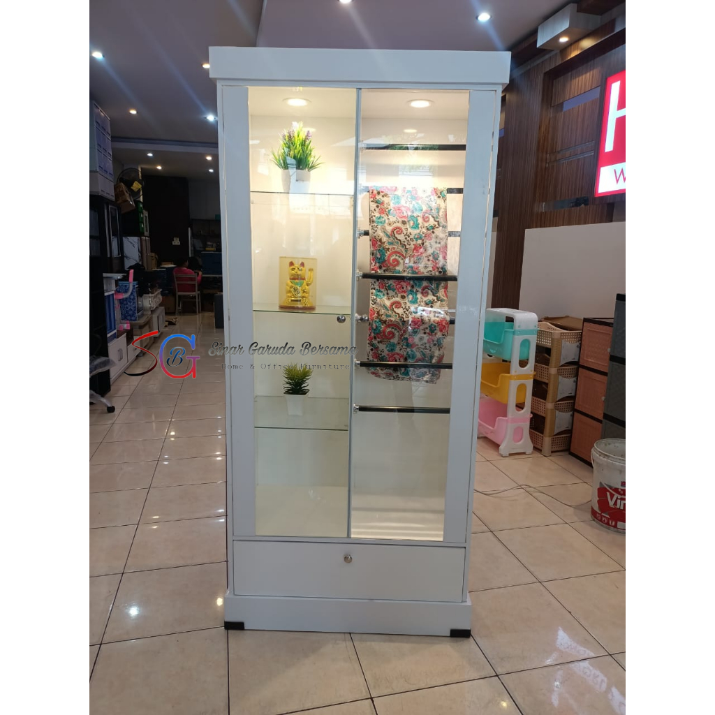 LEMARI HIJAB + LEMARI PAJANGAN BERLAMPU / LEMARI JILBAB + RAK LAMPU LED BERKACA