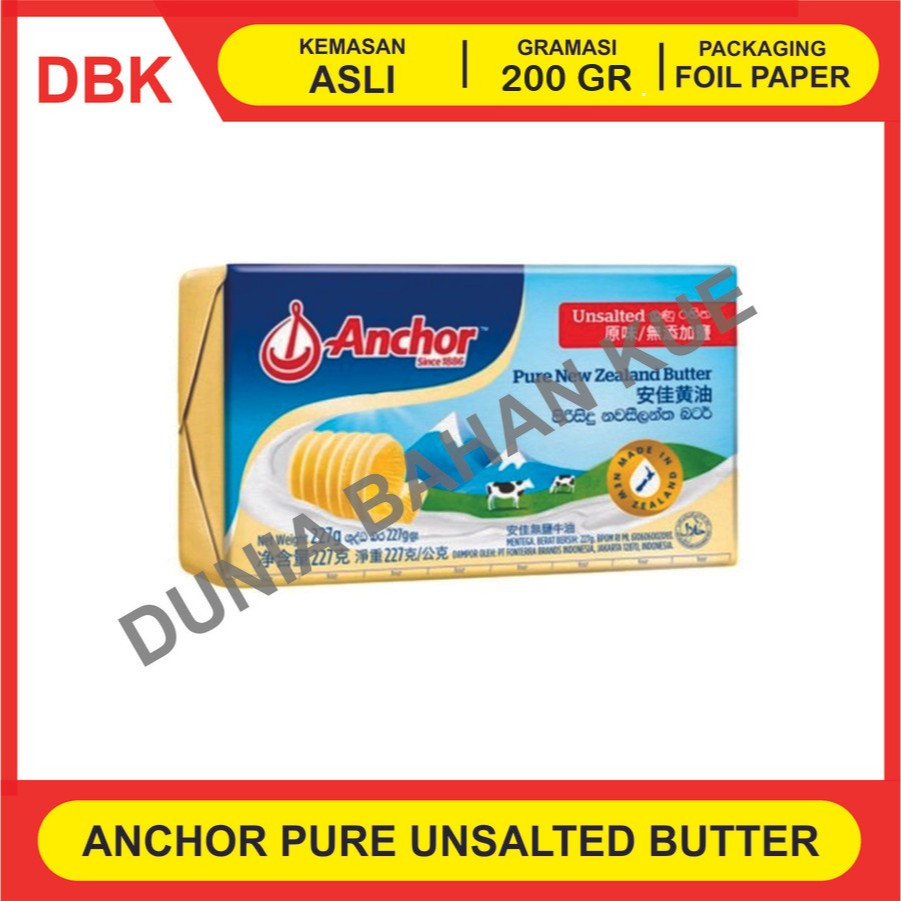 

ANCHOR UNSALTED BUTTER PATS 200 GR / BUTTER TAWAR ANCHOR