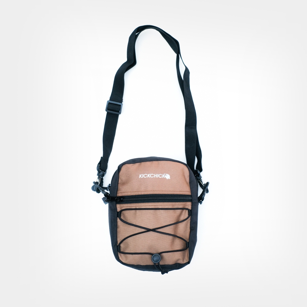 Kickchick Tas Selempang Franklin Series | Slingbag Pria Wanita | Mini Sling Bag | Brown & Yellow