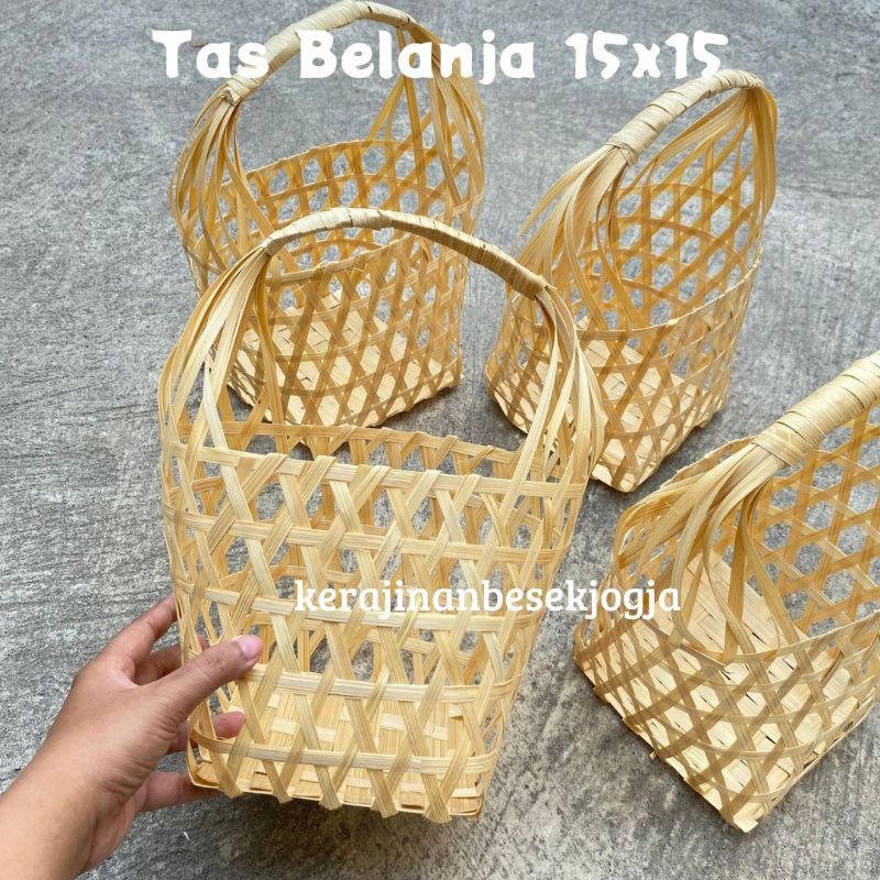 

TAS BELANJA 15X15 BLICING | tas kue keranjang kue tas bambu tas cangking tas murah tas jogja