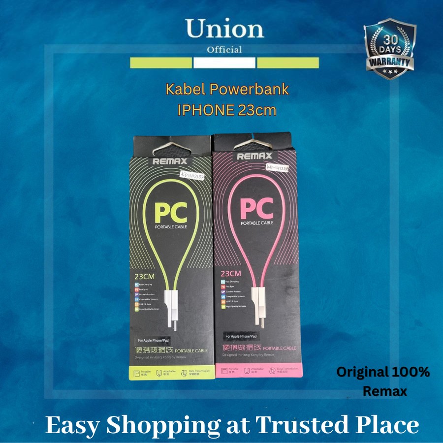 Remax Kabel Powerbank iphone 23cm Kabel powerbank Micro usb 23cm Fast Charging