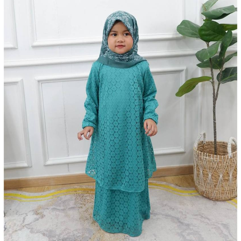 HAFSA GAMIS MALAYSIA ANAK 2 LAYER BRUKAT IMPORT | BAJU PESTA ANAK | KURUNG ANAK
