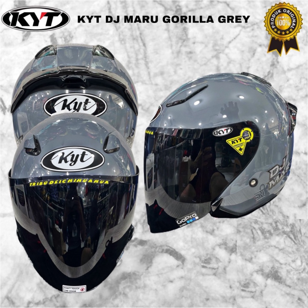 HELM KYT DJ MARU SOLID GORILLA GREY PAKET GANTENG SPOILER 3D | KYT PAKET GANTENG FLAT VISOR | HELM K