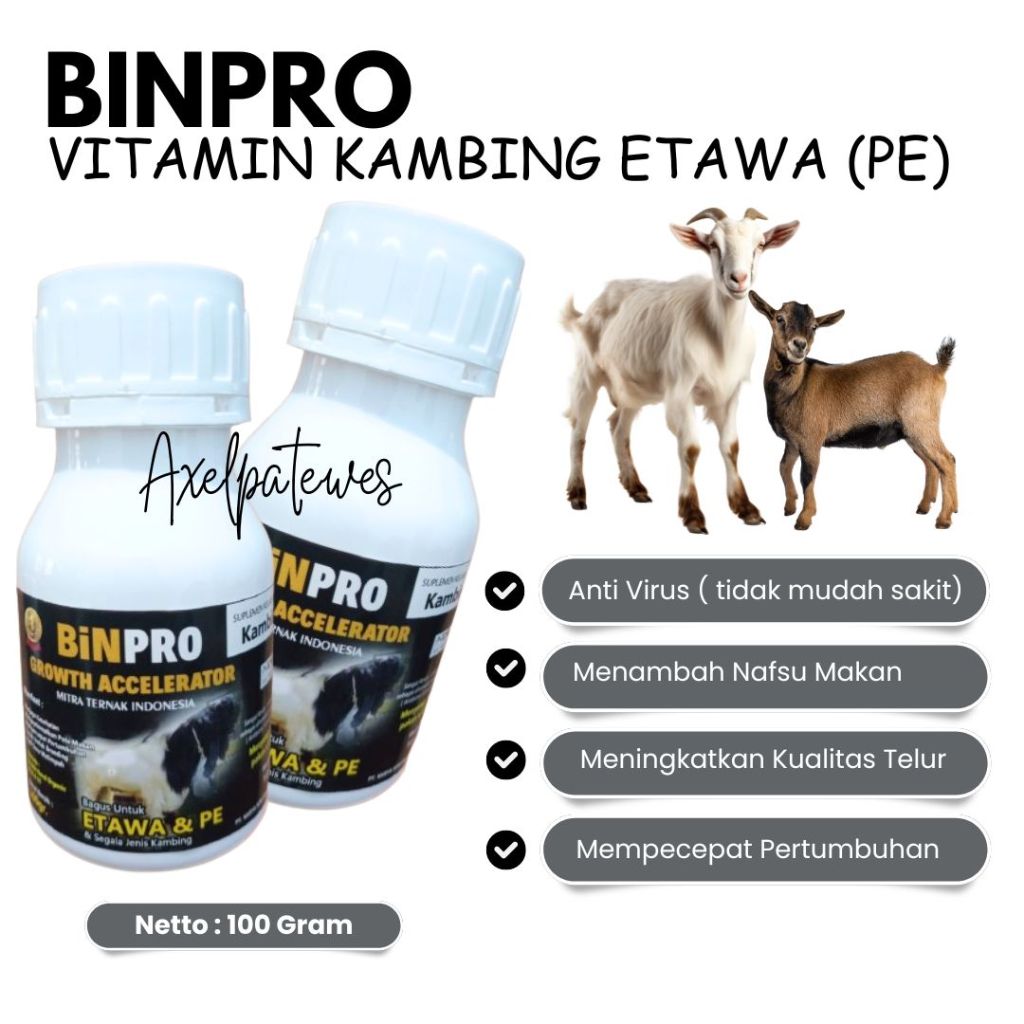 [Bisa Cod] BINPRO Vitamin Nafsu Makan Kambing Etawa (PE) Obat Kambing Cepat Gemuk Penggemuk Kambing 