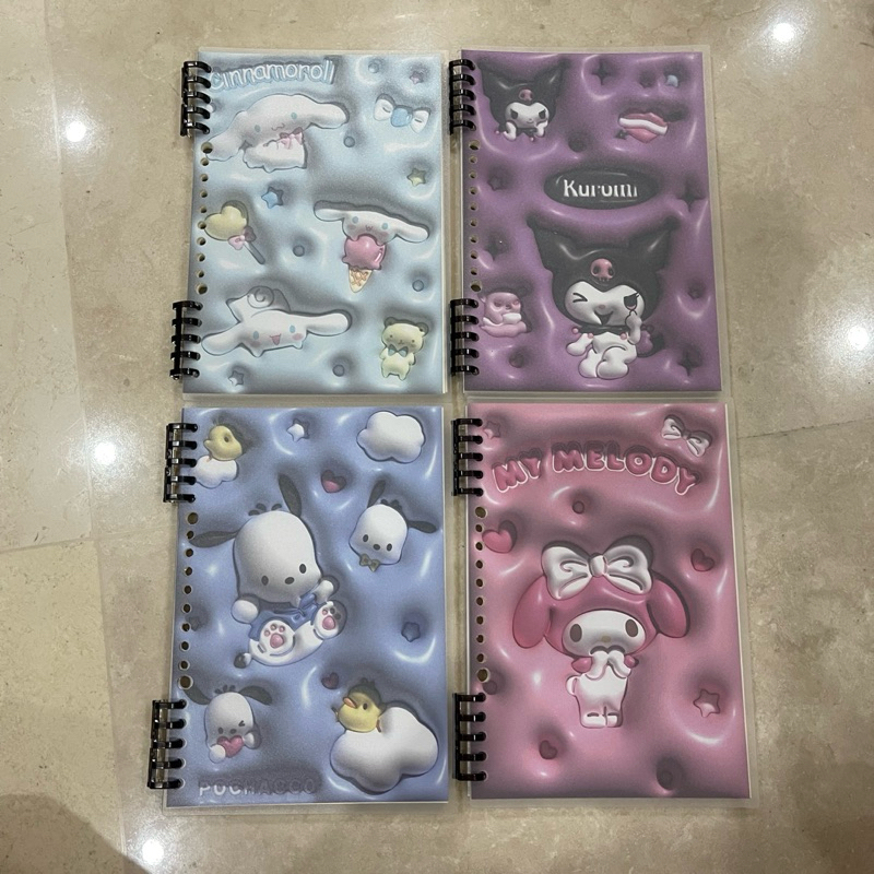 

KUMA STORE Notebook Binder Ring 6 Lembar Dengan Karakter sanrio Lucu Dan Sampul Mika Tebal Ukuran A5