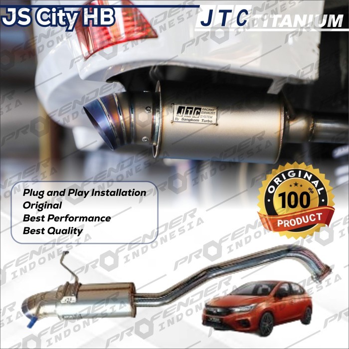 JTC titanium - Muffler JS Racing Big Model - Exhaust Muffler Knalpot - Honda City GN Hatchback 21+ -