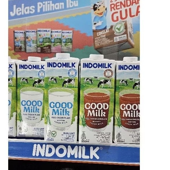 

ED 08.25 - PCS 950ML - INDOMILK UHT BESAR GOOD MILK RASA PUTIH 7000680 - COKLAT 7000086 / Dh 1 liter ltr