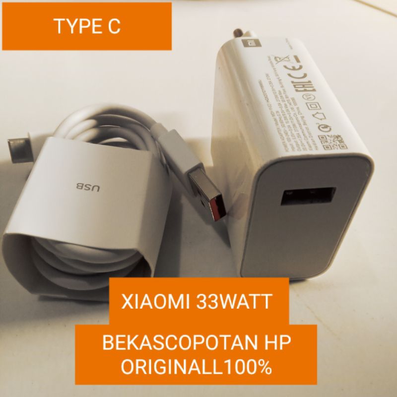 Charger Xiaomi 33W Fast Charging Charger Kabel Typec bekas copotan  Xiaomi 33 Watt Turbo Charge Hand