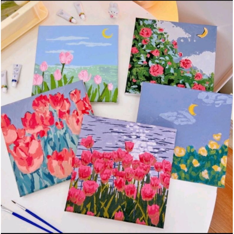 

[Ready] Paint By Number 20×20cm DIY Painting Kit Canvas Melukis Mewarnai