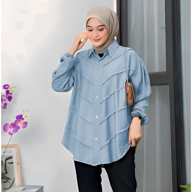 KEMEJA POLOS REMPEL// BLOUSE CEWEK// KEMEJA KEKINIAN // KEMEJA POLOS LENGAN PANJANG Wanita Atasan Ba