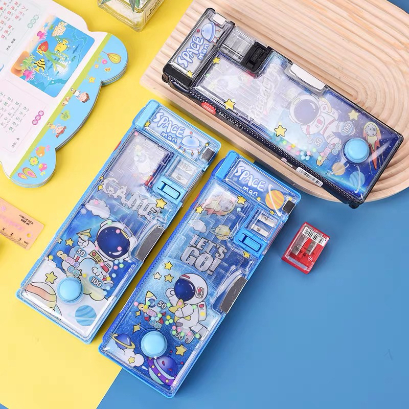 

LRMS Tempat pensil magnet game water ball Sanrio, astronot/ Kotak pensil ada mainan game water ball pencet astronot