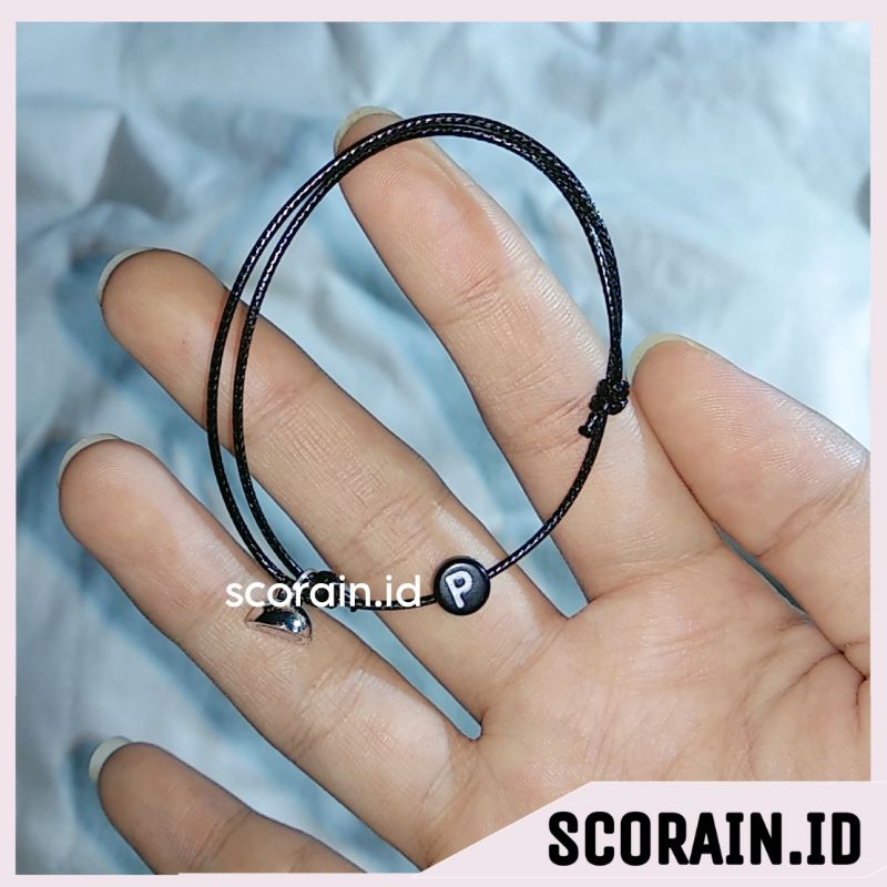 (INISIAL BULAT+MAGNET 1PCS) GELANG NAMA COUPLE MAGNET TEMPEL PASANGAN INISIAL NAMA HURUF DEPAN NAMA 