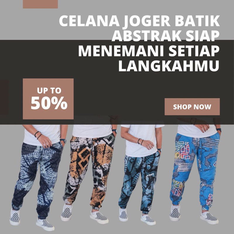 celana panjang pria santai batik abstrak joger pants / celana batik / celana joger batik abstrak