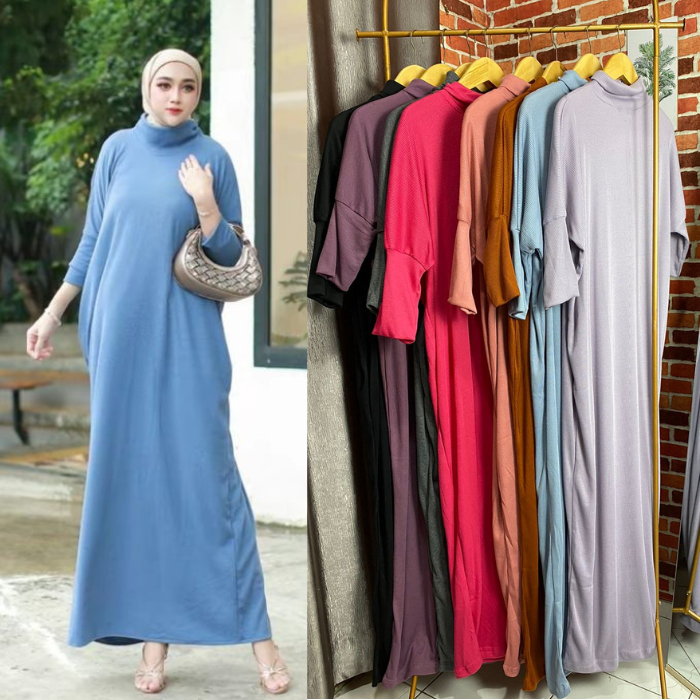 Gamis Knit Batwing Premium / Gamis Kalong Knit Wanita Premium