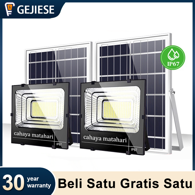 (COD)  lampu tenaga surya outdoor otomatis taman 24 jam LED1000 watt besar panel lampu tenaga surya 