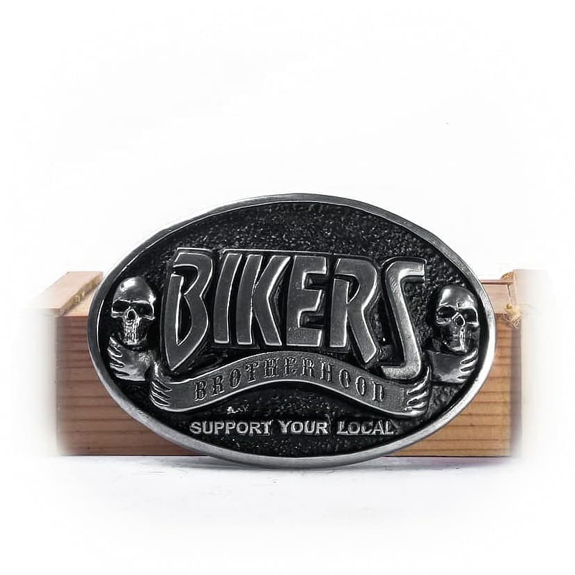 Buckle Kepala Ikat Pinggang Bikers Brotherhood, dogdag metalworks, biker, skull, tengkorak, motor