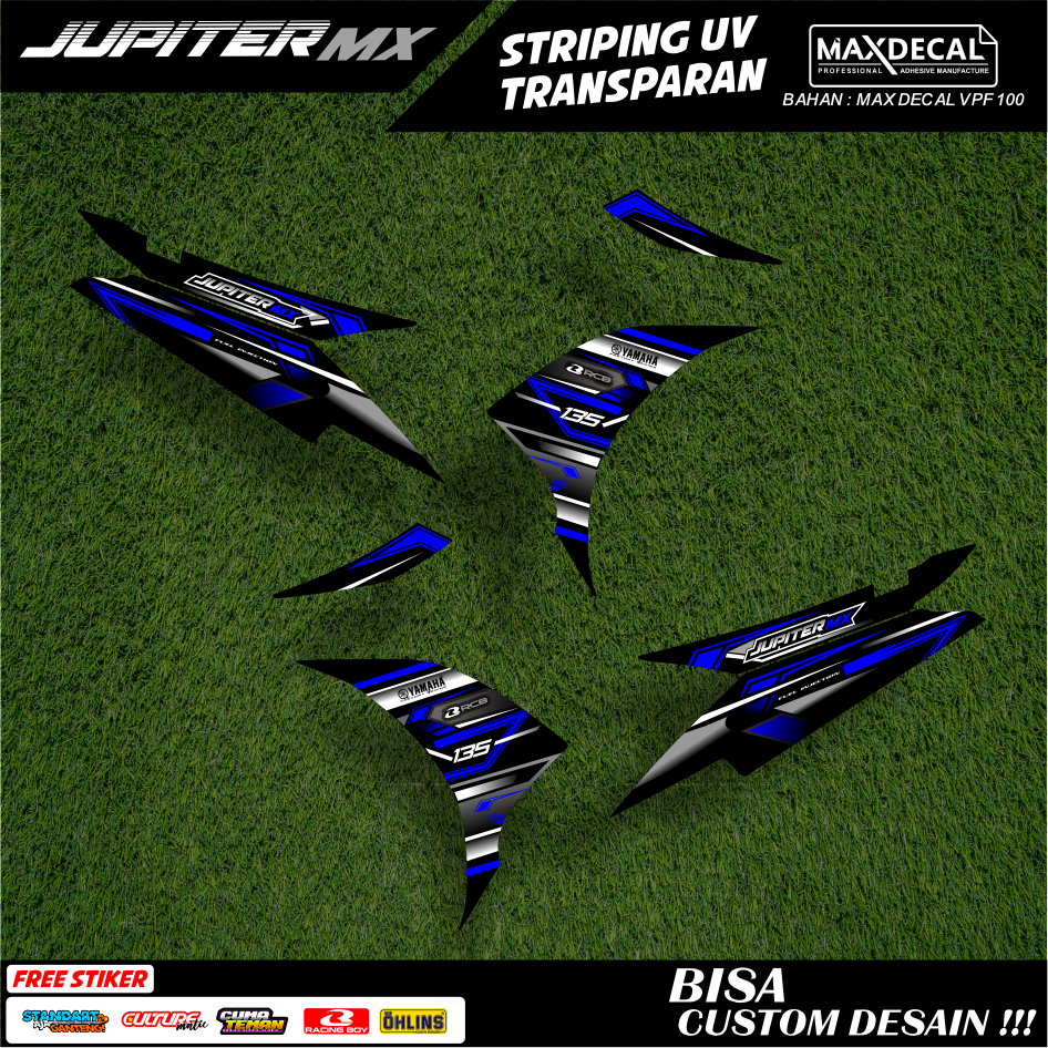 striping mx new 135 transparan new jupiter mx njmx  racing minimalis merah hijau biru hitam njmx-12