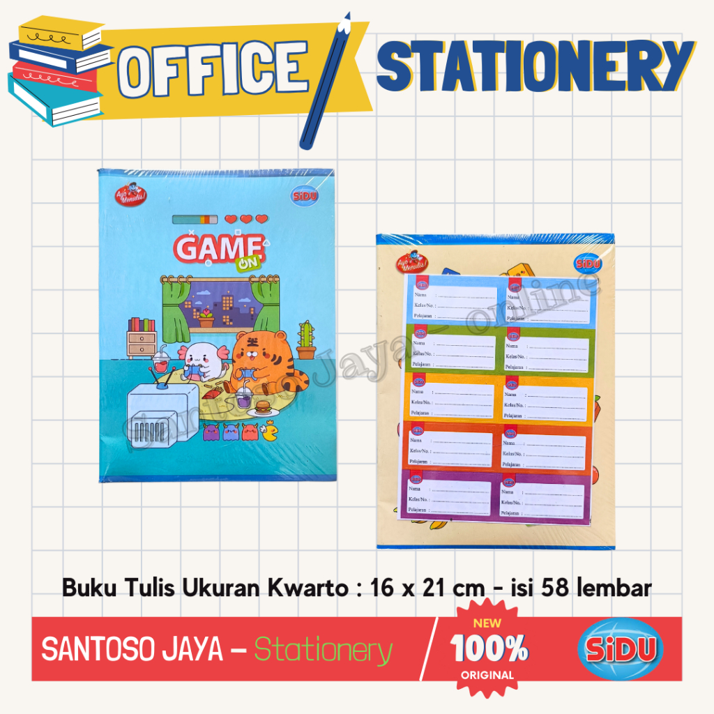 

Buku Tulis Kwarto SIDU 58 Lembar 16x21 cm SATUAN/ECER