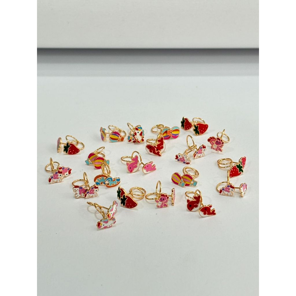 Anting Toge Anak Perempuan Cewek Emas Asli Gambar Lucu Karakter Kartun Cartoon Warna Warni