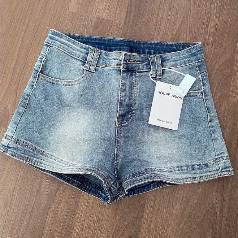 Premium-celana jeans pendek Retro Hot pants jeans higwaist/stretch short pants korea kekinian