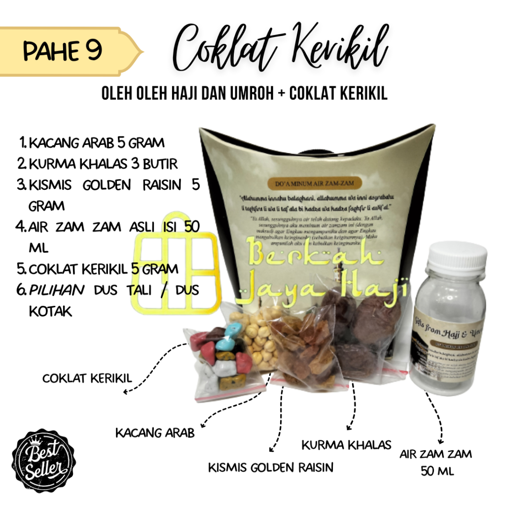

PAKET dus tali isi 25 PCS Oleh Oleh Haji Umroh Souvenir + Coklat kerikil