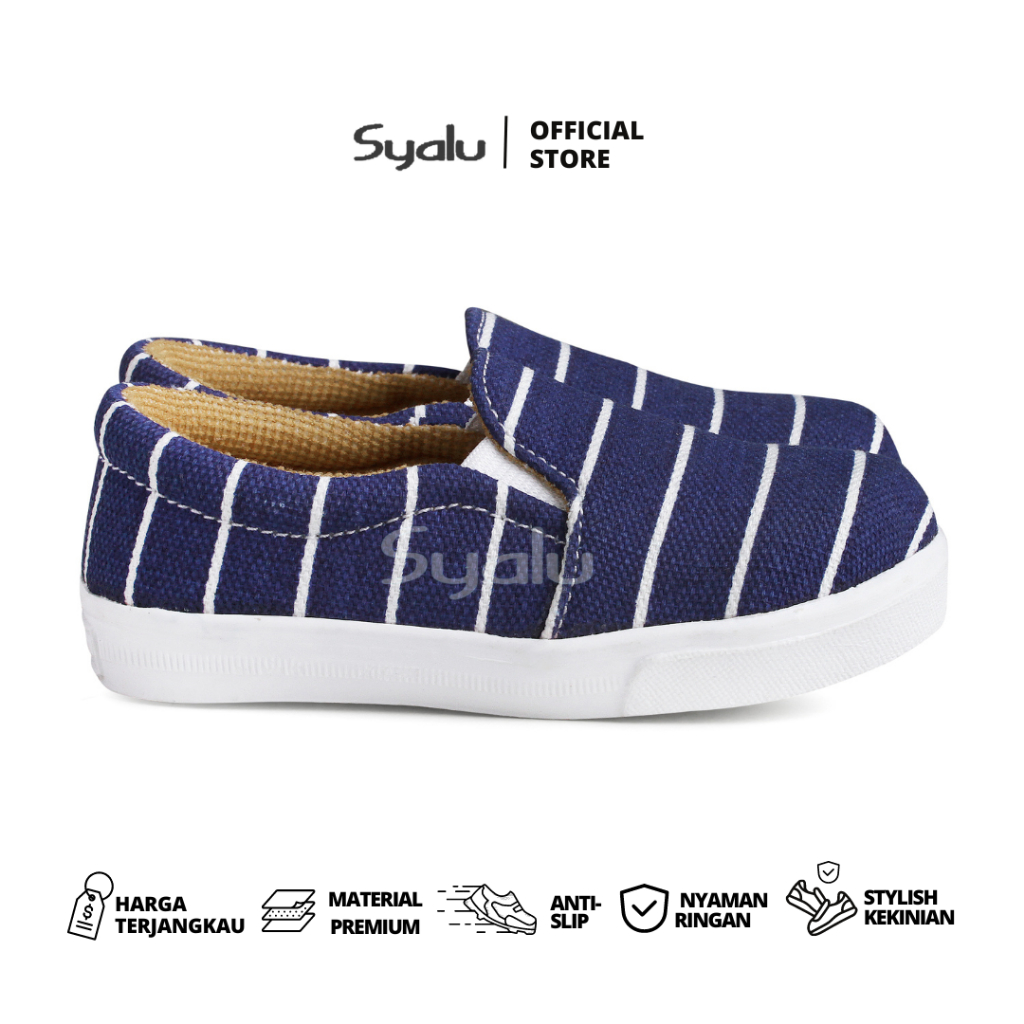 Syalu Sepatu Anak Unisex Bahan Canvas Umur 1 2 Tahun Ringan E01 BIRUGARIS