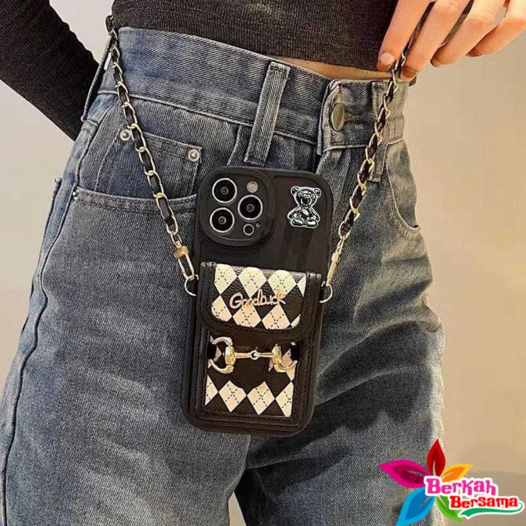 Gc32 Softcase Silikon Tali dompet casing rantai 3d for INFINIX SMART 5 6 6 NFC 6+ 7 8 HOT 8 9  10 11