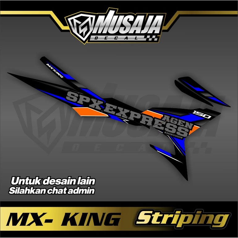 Stiker striping mx king transparan uv glossy non full body biru orens