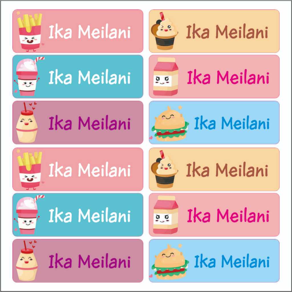 

Label Nama Vynil Cute Food Tahan Air