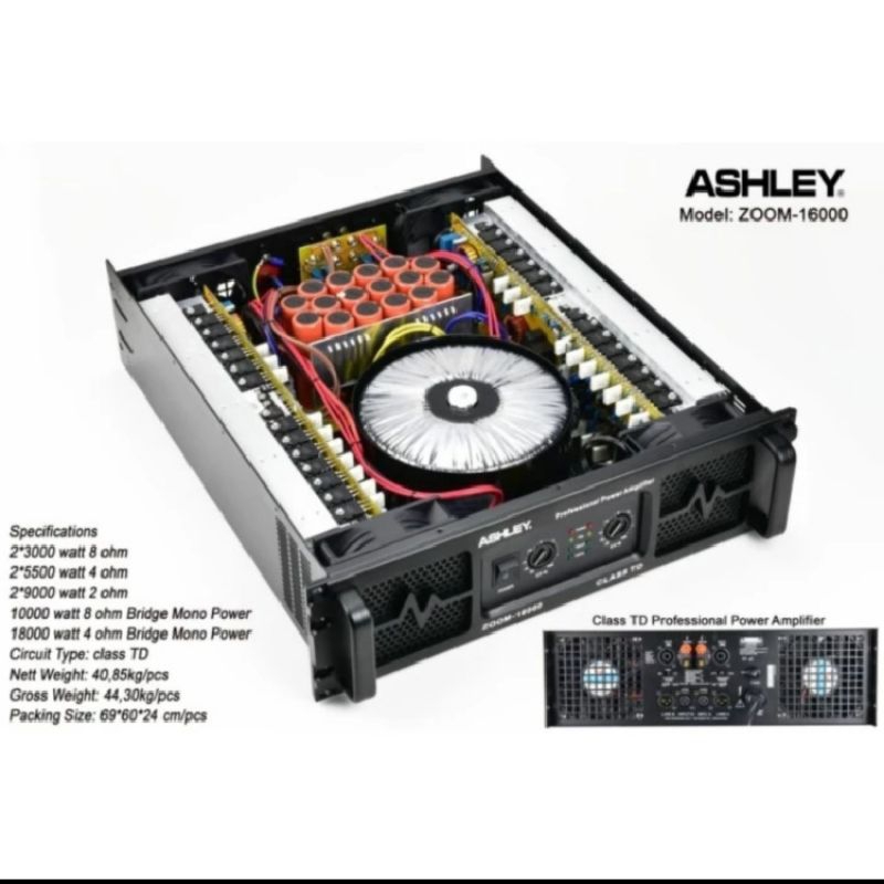 POWER AMPLIFIER ASHLEY ZOOM 16000 3000 WATT CLASS TD ORIGINAL