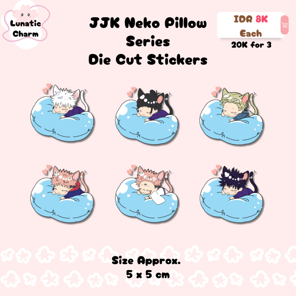 

[L.C] Jujutsu Kaisen JJK Neko Pillow Series Glitter sticker | Fanmerch by jace_ang