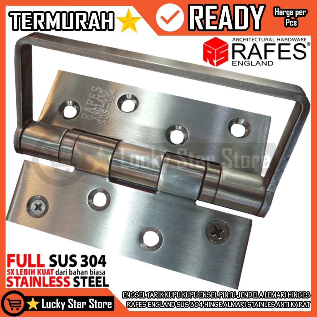 Rafes Hinges England Sus 304 Stainless Steel Engsel Kupu Pintu Lemari Jendela Tarik Hinge Almari Sta
