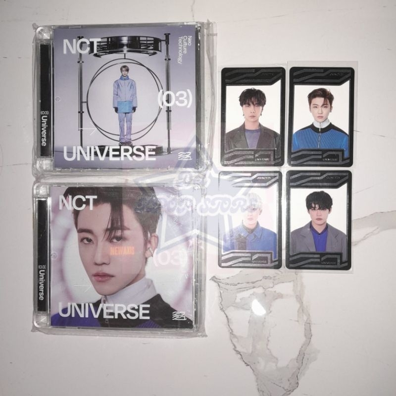 album jewel case jaemin, shotaro universe, photocard UC johnny, jaemin, chenle, jungwoo