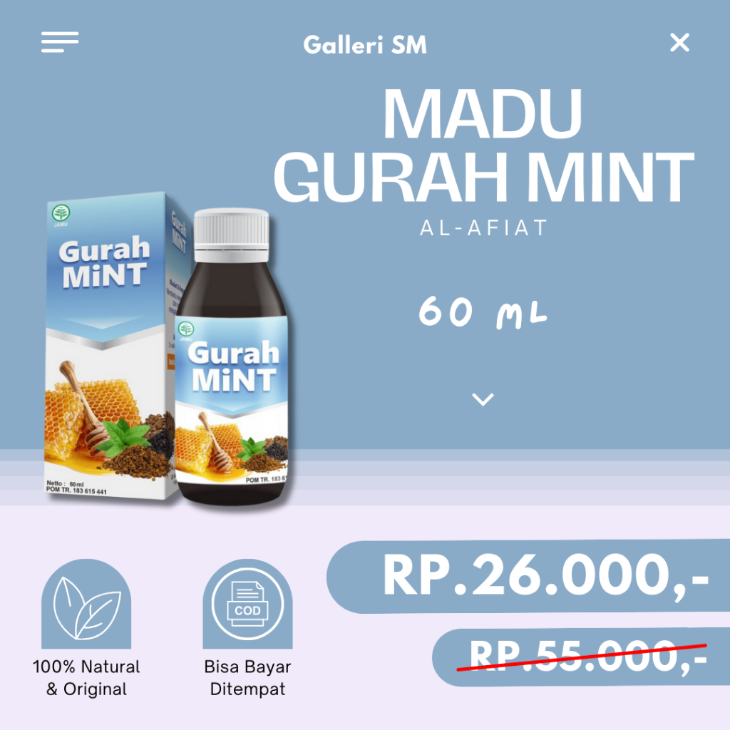 Madu Gurah Mint Al Afiat Obat Sirup Herbal Batuk Sesak Nafas Asma Asli