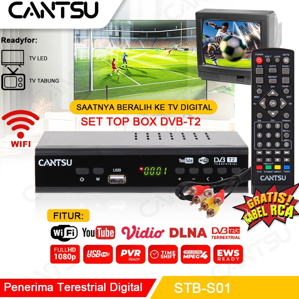 Bagus Banget READY STOCKCANTSU Set Top Box TV Digital Android TV BOX STBS1 Receiver Penerima Siaran 