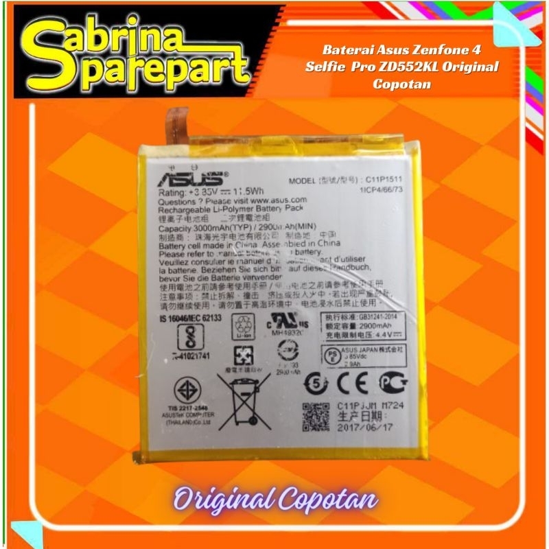 Baterai Batre Asus Zenfone 4 Selfie Pro ZD552KL Original Copotan